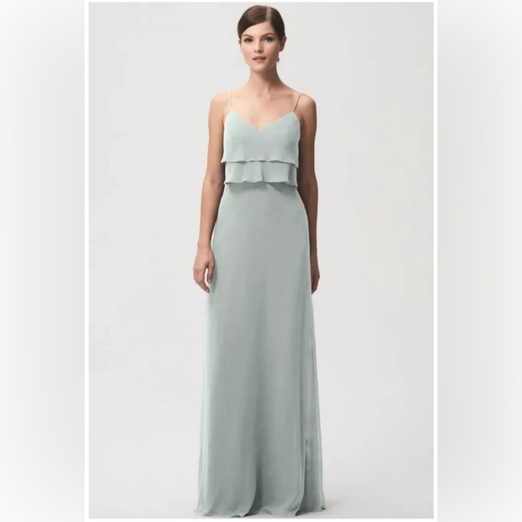 Jenny Yoo Morning Mist Flutter Top Maxi Dress NWT - Picture 2 of 11